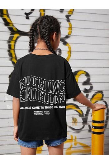 LePold Black Nothing Back Printed Girl's T-Shirt
