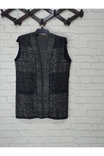 anne moda ankara Точкова зшита зимовий трикотажний жилет з 2 кишенями