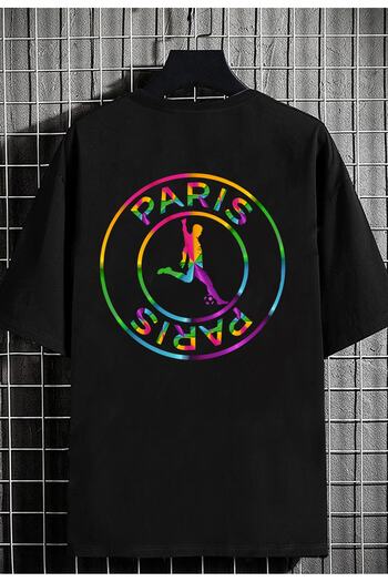 DEEPSENCE Unisex Oversize T-Shirt - Colorful Paris Back Print