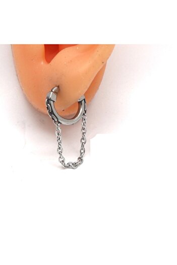 Viking Ring Flat Design 316l Steel Men's Earrings with Chain Accessories