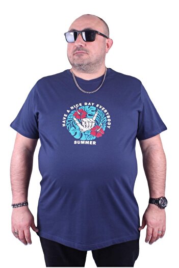 MocGrande Tricou pentru bărbați cu gât în formă de mare Summer 23119 Marine