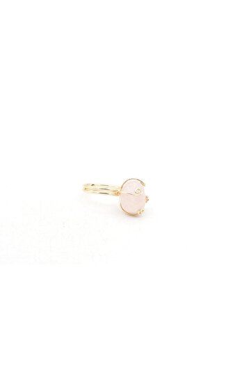Murty99 Gold Color Pink Quartz Stone Adjustable Ring 001