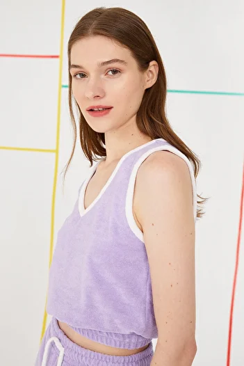 Koton Women's Stripe Detailed Undershirt Cotton Towel