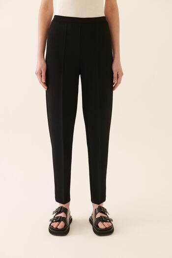Perspective Illas Regular Fit Ankle Length High Waist Black Color Women's Knitwear Trousers