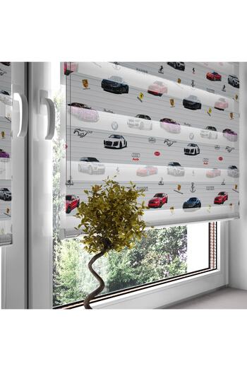 Turuncu Dizayn Red Luxury Cars Patterned Digital Printed Zebra Roller Blinds for Children's Room and Playroom