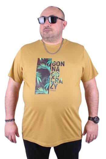 MocGrande Large Size Men's Crew Neck T-Shirt Crazy 23116 Lemon