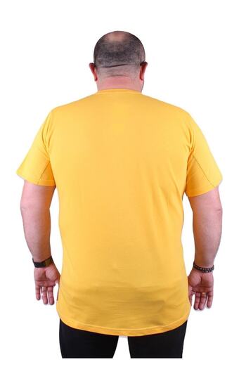 MocGrande Plus Size Men's Crew Neck T-Shirt Summer 23119 Yellow