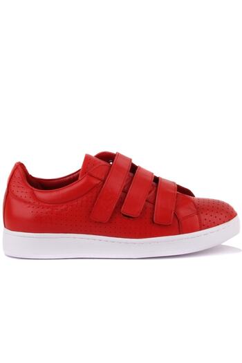 SailLakers - Red Leather Velcro Men's Shoes 101-3706-He754