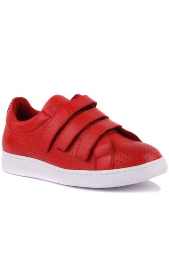 SailLakers - Red Leather Velcro Men's Shoes 101-3706-He754