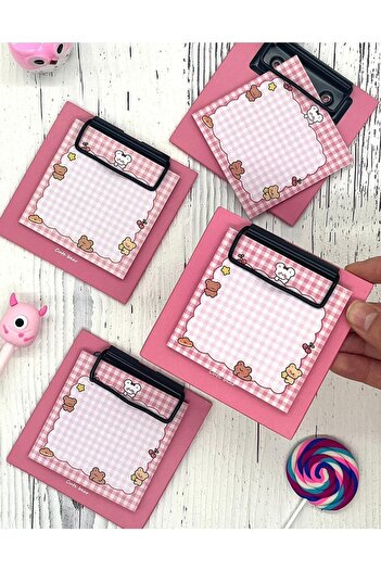 Kağıt Gemi Dükkan Cute Animal Patterned Pink Secretary Notepad / Sticky Note / Sticker Post-It /