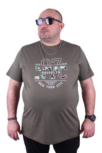 MocGrande Plus Size Crew Neck T-Shirt Nyc 23115 Khaki