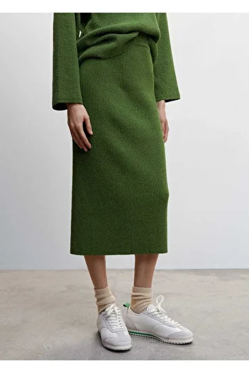 MANGO Woman Corduroy Midi Skirt