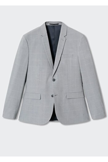 MANGO Man Süper Dar Kesimli Kareli Blazer Ceket