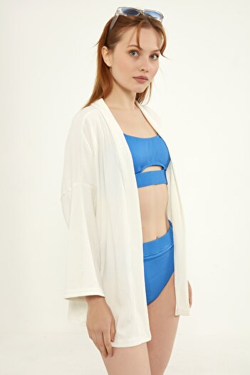 MEECY Women's White Lapel Collar Boyfriend Knitted Jacket