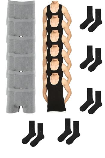 giyimsepeti Economical 18 Pack Men's Underwear Set 6 Undershirts, 6 Boxers, 6 Socks