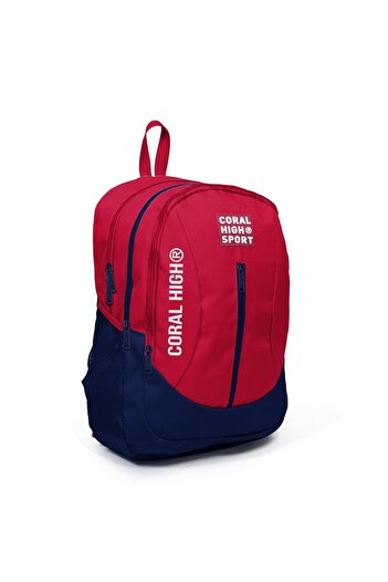 Coral High Sport Kırmızı Lacivert Dört Bölmeli Usb Şarjlı Kulaklık Çıkışlı Sırt Çantası 23447