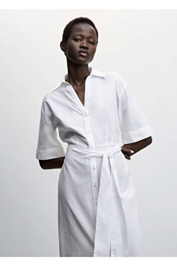 MANGO Woman Swiss Embroidered Shirt Dress