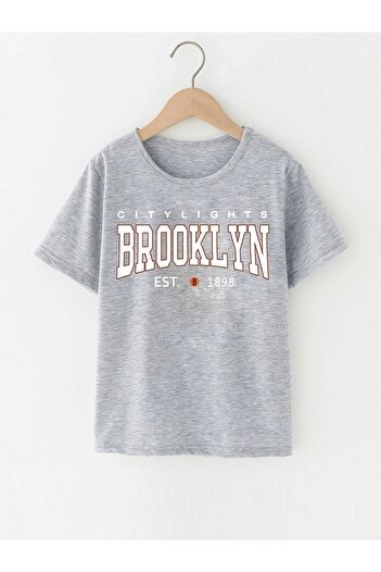 LePold Crew Neck Brooklyn Printed Girls' and Boys' T-Shirt