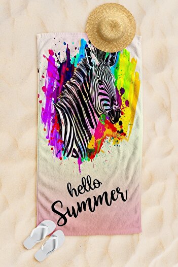 cott land Βαμβακερή πετσέτα μπάνιου Hello Summer Zebra Beach