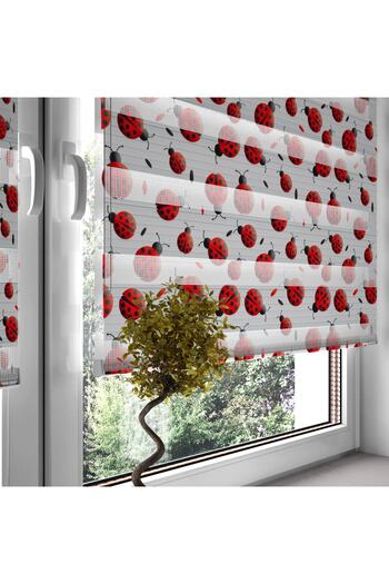 Turuncu Dizayn Red Ladybugs Patterned Digital Printed Zebra Roller Blinds for Children's Room