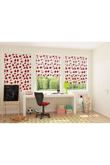 Turuncu Dizayn Red Ladybugs Patterned Digital Printed Zebra Roller Blinds for Children's Room