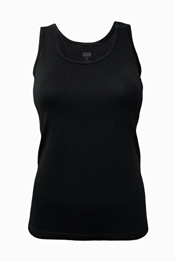 Berrak Black Women's 2 Pack Cotton Lycra Thick Strap Undershirt 2127