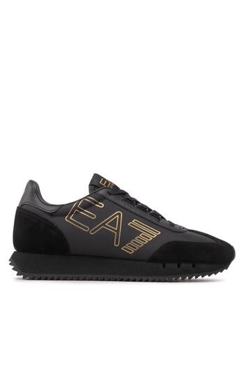 EA7 Men's Brand Logo Comfortable Sole Lace-Up Black Sneakers X8x101 Xk257-m701