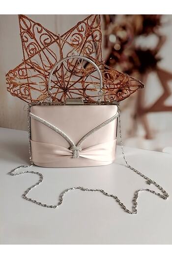 Modavien Women's Stoned Mink Satin Evening Dress Bag