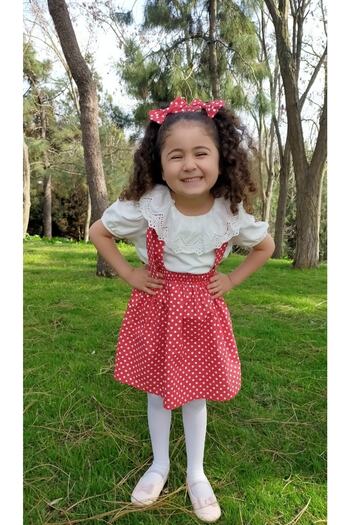 Angels' Collection Red and White Polka Dot Suspender Skirt Buckle Set - April 23 Skirt