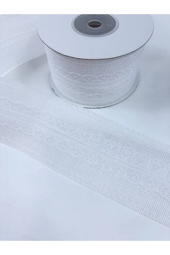 GELD White Wide Linen Ribbon with Lace in the Middle 5 Meters – Ribbon – Ribbon