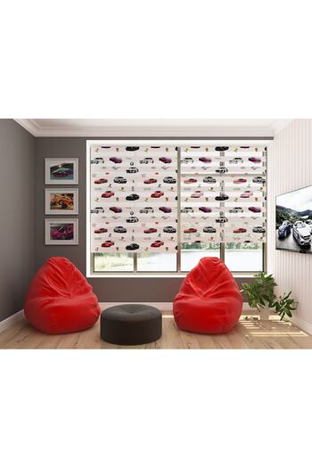 Turuncu Dizayn Red Luxury Cars Patterned Digital Printed Zebra Roller Blinds for Children's Room and Playroom
