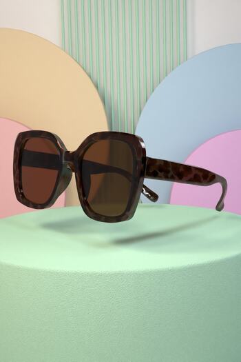Polo55 Oversize Large Size Leopard Square Women's Sunglasses