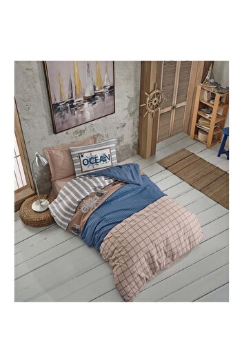 Cotton Box Genç Odası Fitted Çarşaflı Tek Kişilik Nevresim Takımı-ocean Lacivert
