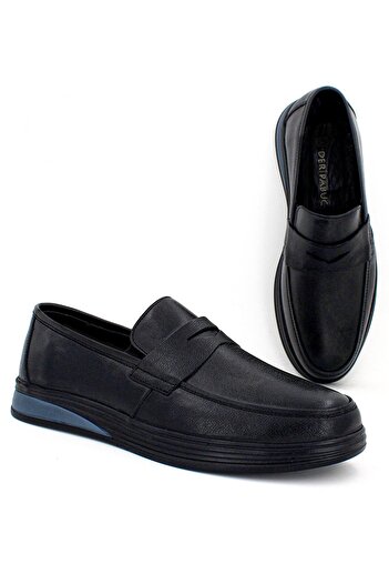 Deripabuc Black Genuine Leather Men's Casual Shoes - MRD7-0710