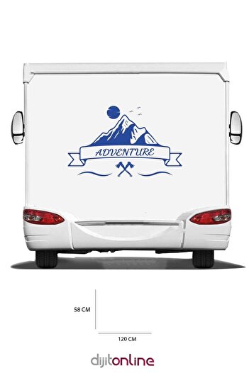 Dijitonline Autocolant Caravană Aventură - Autocolant Munte - Autocolant Secure - 120x58 Cm