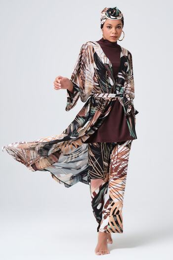 ALFASA Amazon Crepe ύφασμα τοξωτό καφτάν - κιμονό - Pareo - Hijab Pareo - Πάνω