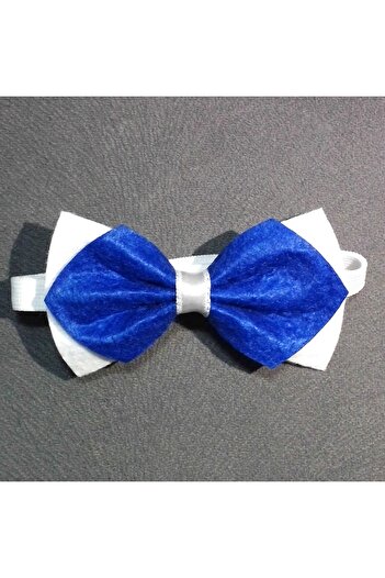 GallanD Blue White Children's Felt Double Bow Tie