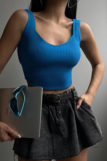 lovebox Γυναικεία μπλούζα Saks με τετράγωνο γιακά 23s24007