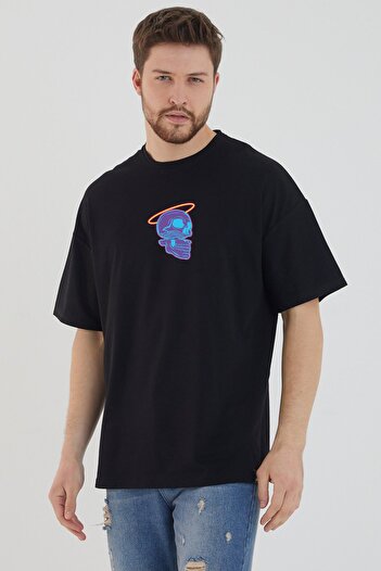 DEEPSENCE Ανδρικό μπλουζάκι Oversize Vapoewawe Back Print Μαύρο
