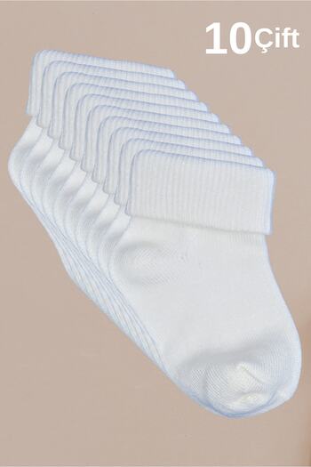 Akface 20 Pieces Organic Cotton Socket Newborn And Baby Socks - 10 Pairs, 0-24 Months