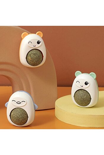 Mixpet Yellow Natural Catnip Ball - With Animal Figure and Lid for Cats