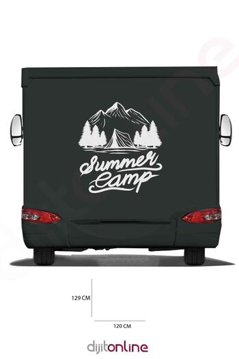 Dijitonline Autocolant Camping Caravană - Autocolant Munte - Autocolant Pădure - 120x129 Cm