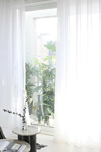 Brillant Natural Linen Tulle Curtain Milk White 1/3 Thick Pleated Heavy Gramaged Non-Wrinkle Original Licensed Product