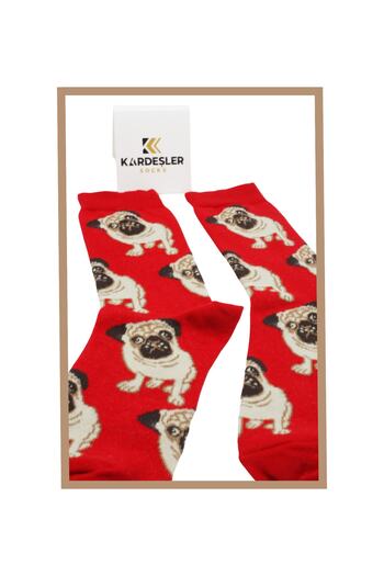 KARDEŞLER ÇORAP Unisex Colorful Dog Pattern Socks Cheerful Socks