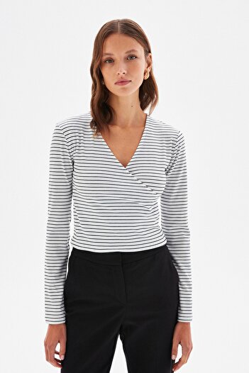adL Long Sleeve Double Breasted Knitted Blouse