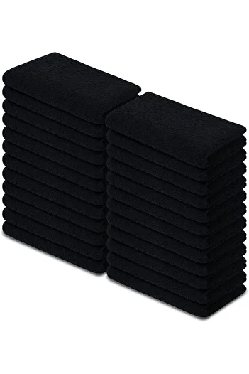 KAYABEY HOME 8 Pieces Black Hand Face Towels - 100% Cotton, 30X30