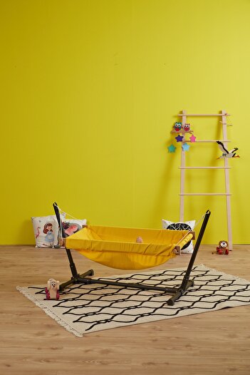 Svava Standlı Ahşap Bebek Hamak Beşik (Sarı)