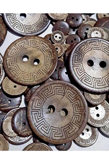 İMREN AKSESUAR Kokanat, wooden Button 4cm Size Laser Drawings Patterned 1 Pack of 5 Pieces,dug1101