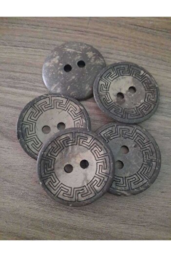 İMREN AKSESUAR Kokanat, wooden Button 4cm Size Laser Drawings Patterned 1 Pack of 5 Pieces,dug1101