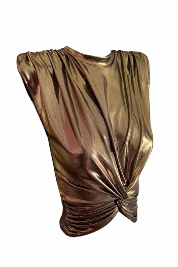 Gira official Χρυσό Crop Top με επένδυση